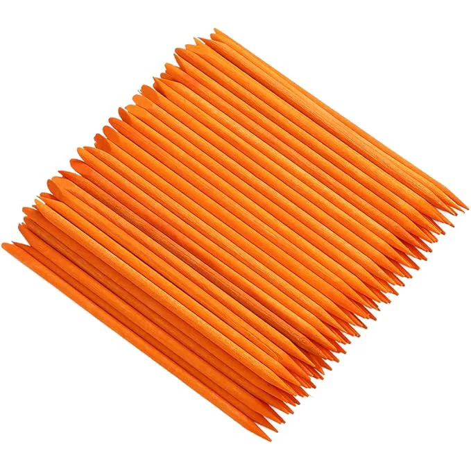 Innovative 100 Pcs Orange Wood Nail Sticks Double Sided Multi Functional Cuticle Pusher World-Class