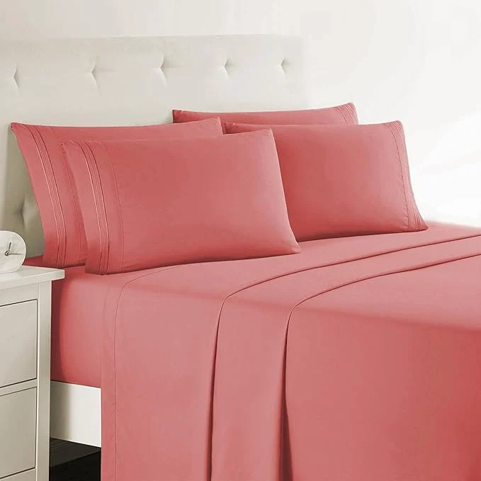 Secure Clara Clark Full Sheets – Hotel Luxury 6 Piece Bed Sheets for Full Size Bed – Soft Bedding Sheets amp Pillowcases Fits Mattress up to 16 inch deep. Full Pink Clay Breathable