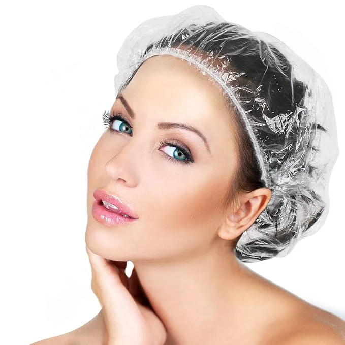 Casual 50PCS Disposable Shower Caps Plastic Clear Thickening Bath Hair Cap and Thick Sophisticated