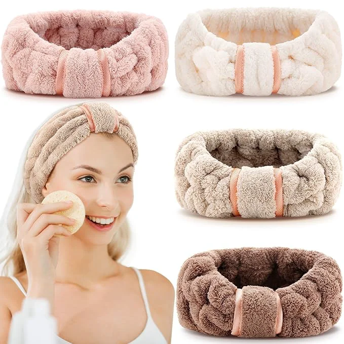 Innovative WILLBOND 4 Pack Microfiber Headbands Spa Facial Headbands Makeup Head bands Contemporary