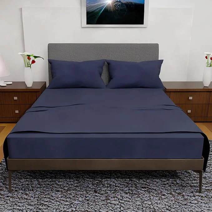 Trendy Full Size Bed Sheets – 4Pcs Bed Sheets Full Size Set Deep Pocket Double Brushed Microfiber Fade Resistant Soft amp Breathable for Cozy and Comfortable Sleep Navy Blue Elite