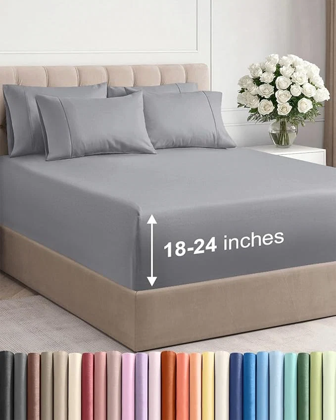 Fast Extra Deep King Sheet Set – 6 Piece Breathable and Cooling Sheets – Hotel Luxury Bedding for Women Men Kids amp Teens – Easy amp Secure Fit – Soft Wrinkle amp Comfy – Extra Deep Pockets – Steel Blue Advanced