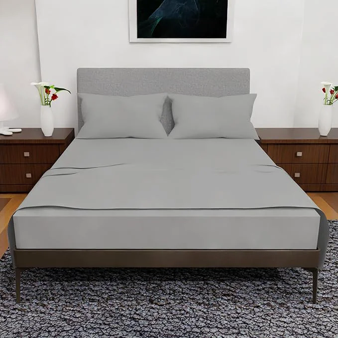 Carefully Designed California King Sheet Sets – 4Pcs Cal King Bedding Set Deep Pocket Double Brushed Microfiber Fade Resistant Soft amp Breathable Bed Sheets for Comfort Silver Lightweight