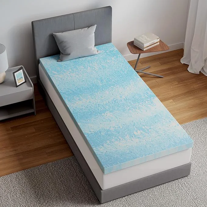Certified Novilla Memory Foam Mattress Topper Twin XL – 2 Inch Cooling Gel Infused Memory Foam Slow-Rebound Pressure Relief CertiPUR Comfort for Sleeper Sofa RV Camper Dorm Room Breathable