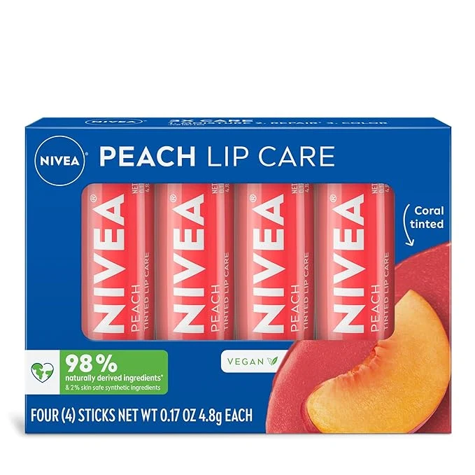 Enhanced NIVEA Peach Lip Care Tinted Lip Balm Pack Genuine