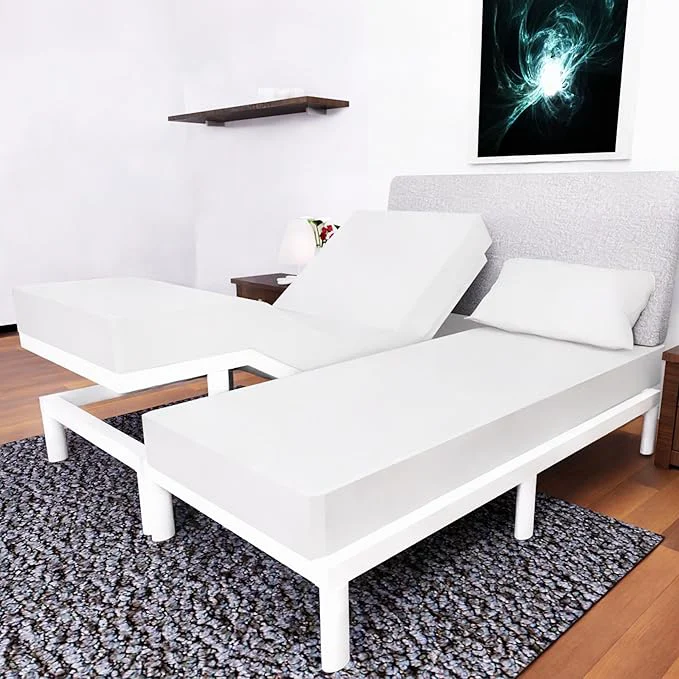 Breathable Royal Bliss Split Sheets – 5Pc Set – Easy Fit California King Size – Adjustable Bed Compatible White Sustainable