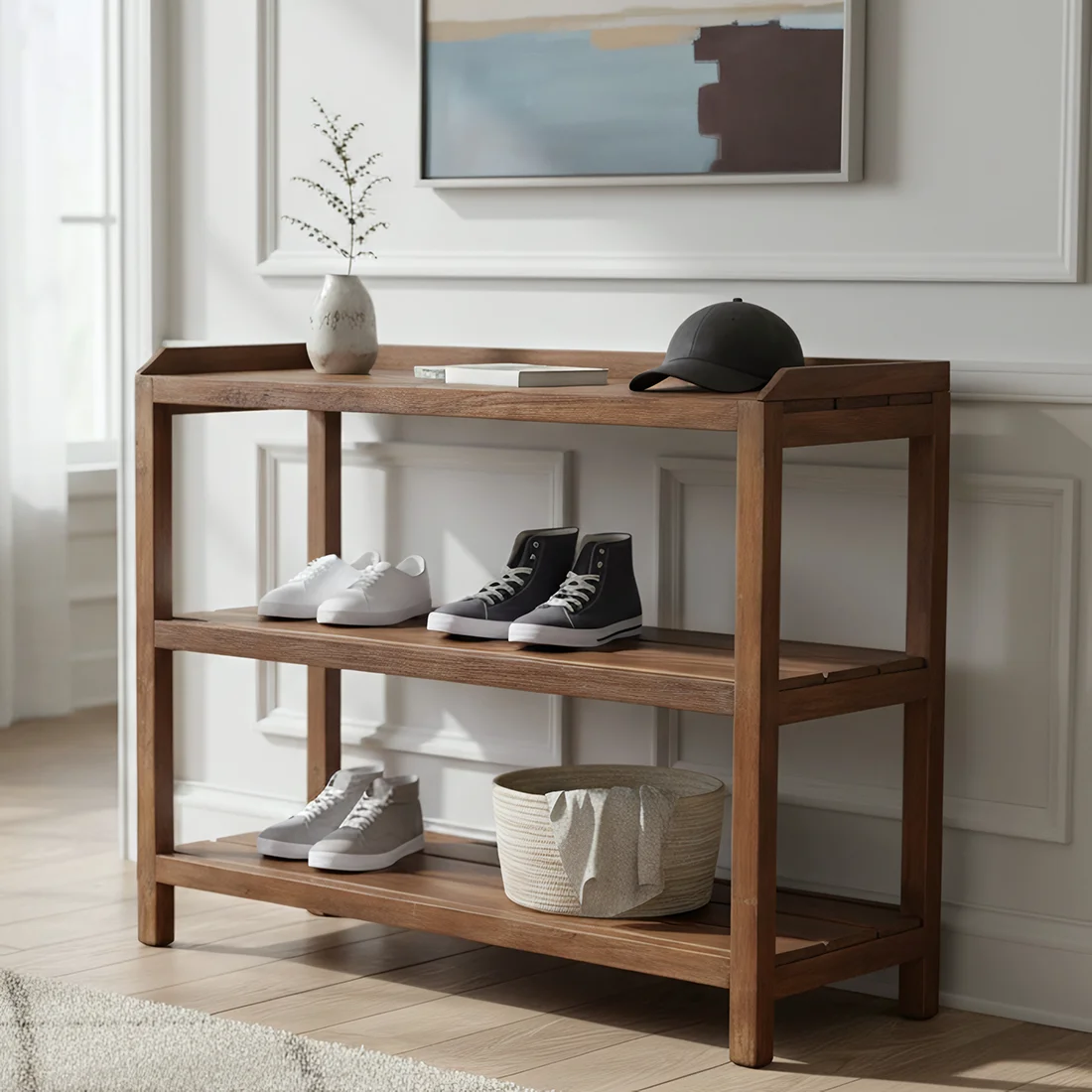 Specialty Teak shoe rack top Fashionable