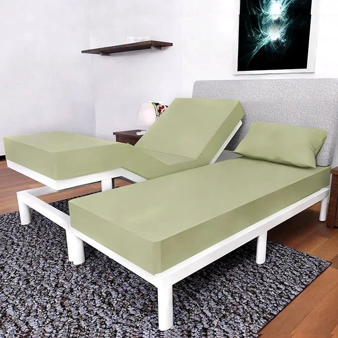 Convenient Split California King Sheets Sets – 5 Pcs Set – California King Split Sheets Sets Cal King Split Sheets for Adjustable Bed Sage Green Safe