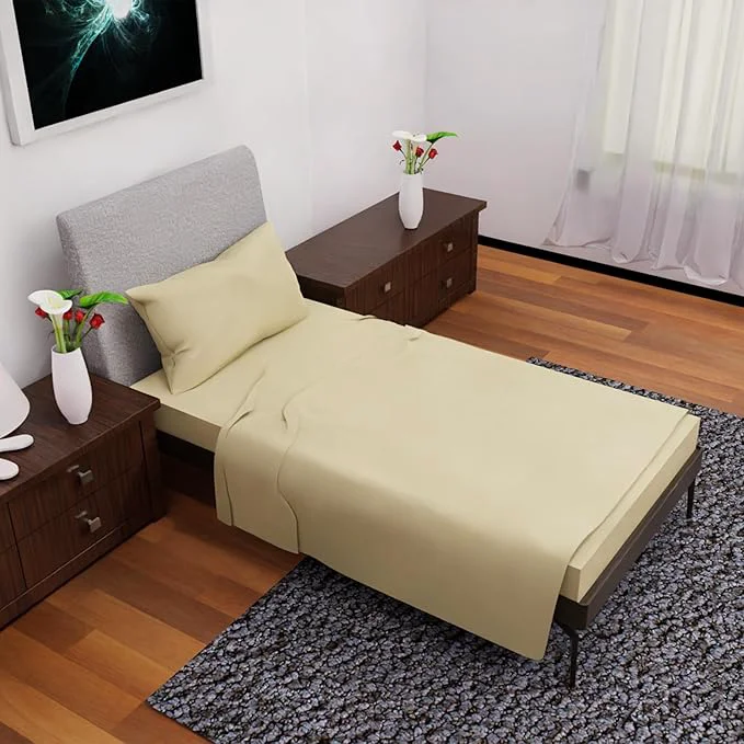 Eco-Friendly Twin Size Sheet Set – 3Pcs Deep Pockets Cooling Soft amp Lightweight All-Season Comfort – Tan Authentic