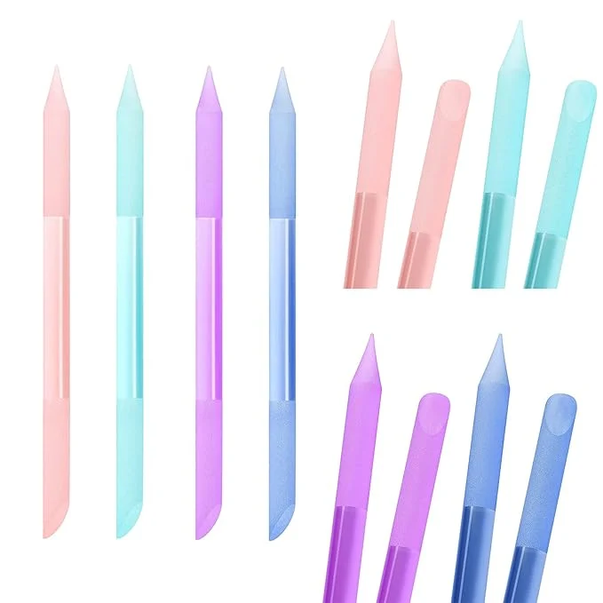 Breathable 4Pcs Glass Cuticle Pusher heemeei Dual-Ended Manicure Stick Crystal Cuticle Expertly Made