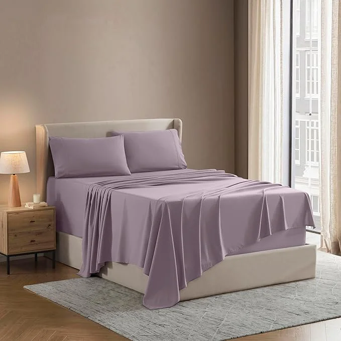 Certified Nestl King Sheet Set – Luxury 1800 Ultra-Soft Microfiber King Bed Sheets – Double Brushed – Deep Pockets – Easy Fit – 4 Piece Set – Bedding Sheets amp Pillowcases King Grayish Purple Artisan