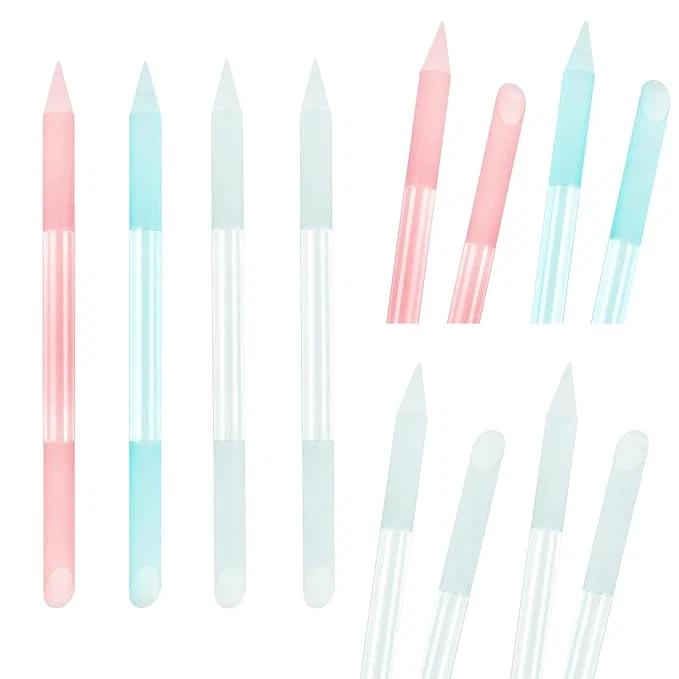 Official 4Pcs Glass Cuticle Pusher Crystal Cuticle Pusher Glass File Dual-Ended Organic