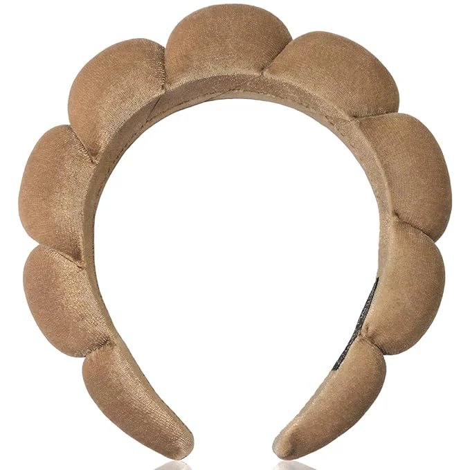 Classic Ayesha Brown Spa Headband for Washing Face Sponge Makeup Headbands Skincare Long-Lasting