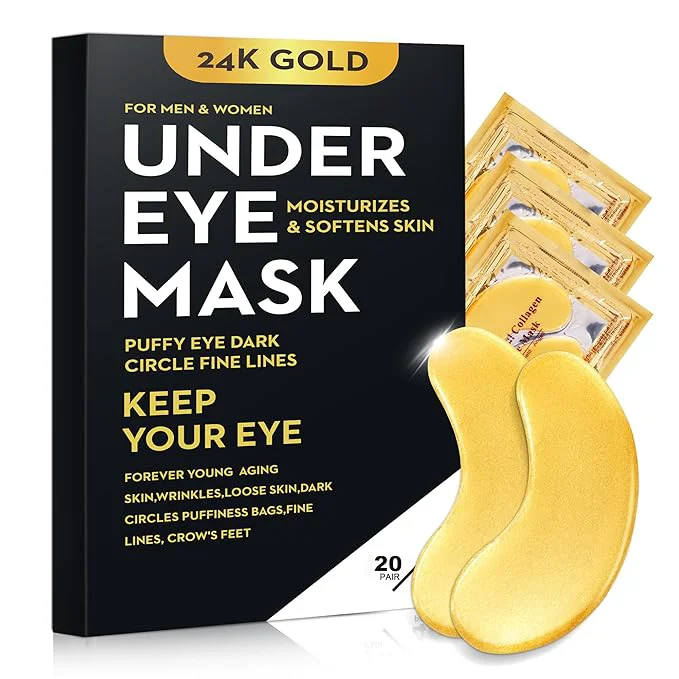 Comfortable 40 Pcs 20 Pairs 24K Gold Eye Mask Collagen Under Eye Mask Patches Prestigious