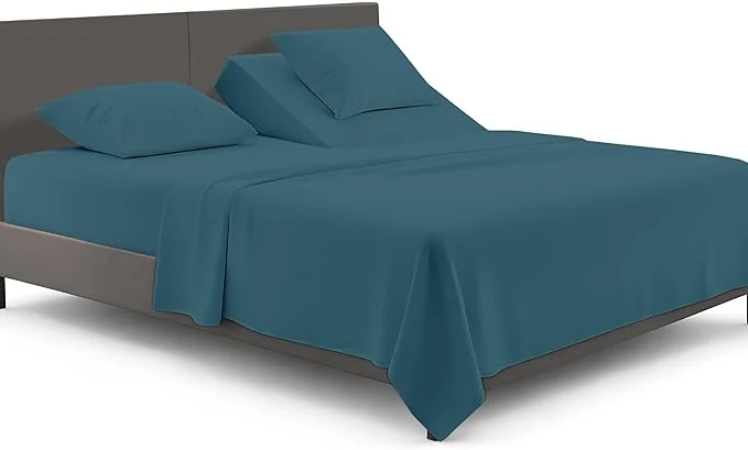 Carefully Designed SGI bedding Adjustable Split Head Flex Top King 39 quot Microfiber Sheet Set – Ultra Soft Cooling amp Deep Pocket 15 Fitted 4-Piece Breathable amp Durable Bedding Set for Split King Beds -Teal Proven