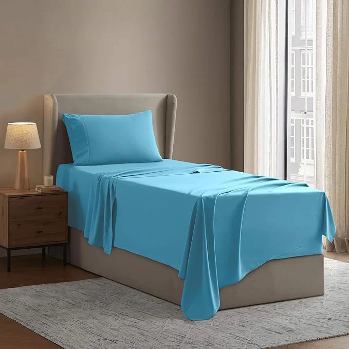 Elite Nestl Twin XL Sheet Set – College Dorm Size – Luxury 1800 Ultra-Soft Microfiber Twin Extra Long Bed Sheets – Deep Pockets – Easy Fit – Extra Soft – 3 Piece Set Twin XL Bright Blue Green