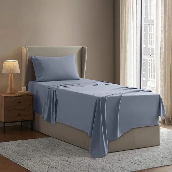 Elegant Nestl Twin Sheet Set – 1800 Ultra-Soft Microfiber Twin Bed Sheets – Double Brushed – Deep Pockets – Easy Fit – Extra Soft – 3 Piece Set – Bedding Sheets amp Pillowcases Twin Stone Blue Artisan