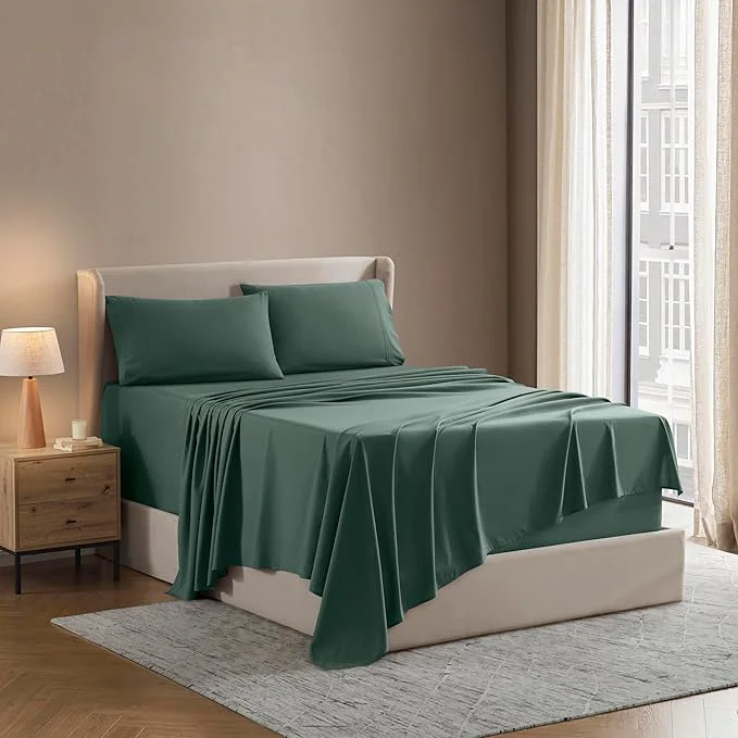 Sophisticated Nestl California King Sheet Set – 1800 Ultra-Soft Microfiber Cal King Bed Sheets – Double Brushed – Deep Pockets – Easy Fit – 4 Piece Set – Bed Sheets California King Forest Green Proven