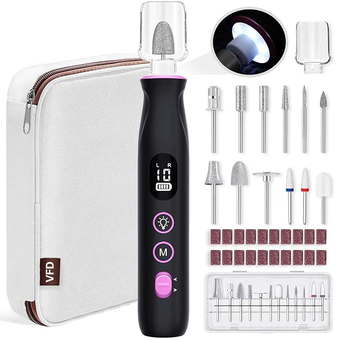 Elegant Electric Nail Drill Cordless 2000 mAh Rechargeable Portable Nail File 12 in 1 Easy-to-Use