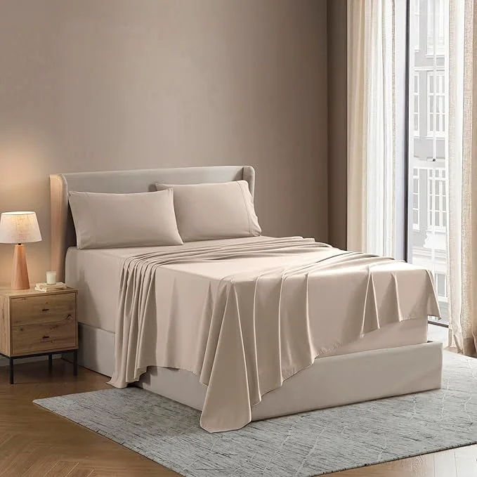 Consistent Nestl Short Queen Sheet Set – 1800 Ultra-Soft Microfiber – Double Brushed – Deep Pockets – Easy Fit – 4 Piece Set – Bed Sheets Short Queen Beige Cream Sophisticated