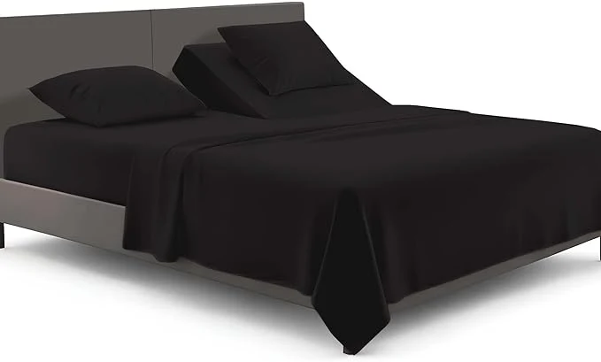 Fashionable SGI bedding Adjustable Split Head Flex Top King 34 quot Microfiber Sheet Set – Ultra Soft Cooling amp Deep Pocket 15 Fitted 4-Piece Breathable amp Durable Bedding Set for Split King Beds -Black Authentic
