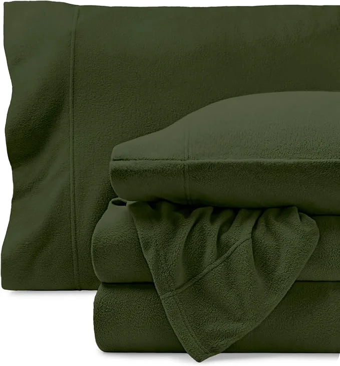 Contemporary Bare Home Super Soft Fleece Sheet Set – King Size – Extra Plush Polar Fleece No-Pilling Bed Sheets – All Season Cozy Warmth King Cypress Easy-to-Use