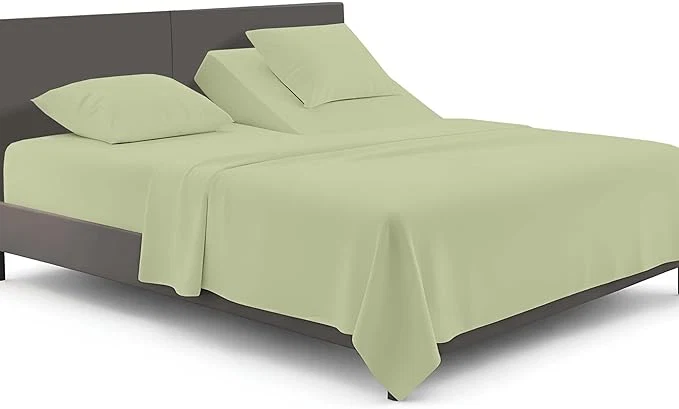 Specialty SGI bedding Adjustable Split Head Flex Top Queen 28 quot Microfiber Sheet Set Ultra Soft Cooling amp Deep Pocket 15 Fitted 4-Piece Breathable amp Durable Bedding Set for Split Queen Beds -Sage Elegant