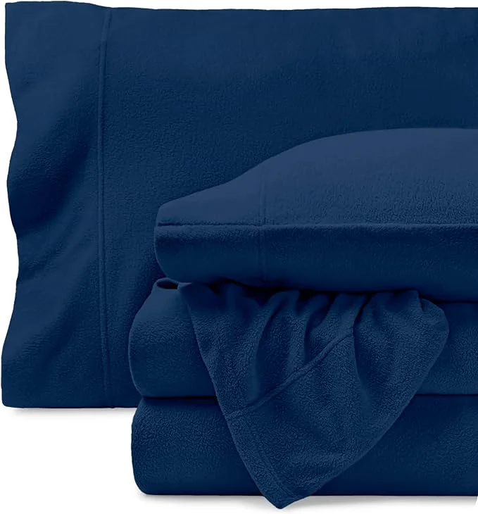Consistent Bare Home Super Soft Fleece Sheet Set – Split Head Flex King Size – Extra Plush Polar Fleece No-Pilling Bed Sheets – All Season Cozy Warmth Split Head Flex King Dark Blue Powerful