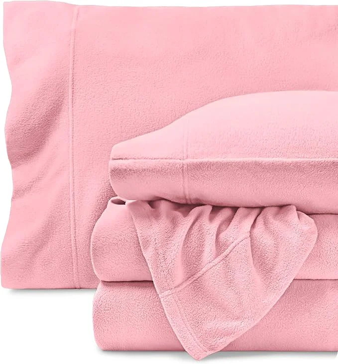 Genuine Bare Home Super Soft Fleece Sheet Set – Twin Size – Extra Plush Polar Fleece No-Pilling Bed Sheets – All Season Cozy Warmth Twin Light Pink Proven