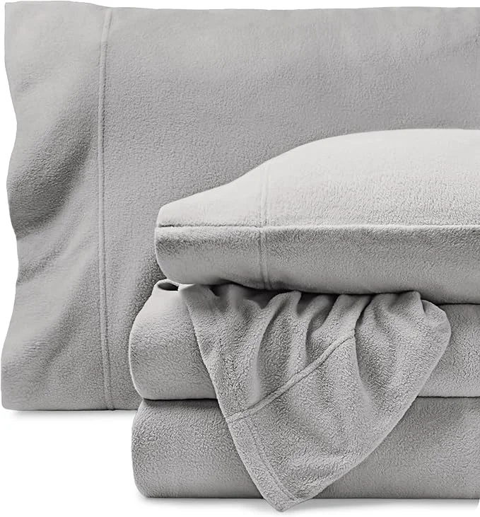 Trendy Bare Home Super Soft Fleece Sheet Set – Twin Size – Extra Plush Polar Fleece No-Pilling Bed Sheets – All Season Cozy Warmth Twin Light Grey Professional