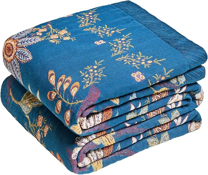 Practical MSGKV Boho Throw Blanket for Couch 50 quot x60 quot Cotton Floral Blanket Spring Breathable Lightweight Muslin Home Decorative Blankets for Sofa Proven