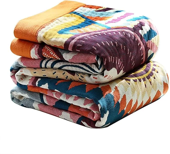 Artisan MSGKV Boho Throw Blanket for Couch 50 quot x60 quot Cotton Sofa Blanket Spring Breathable Lightweight Blanket Home Decor Muslin All Seasons Smooth