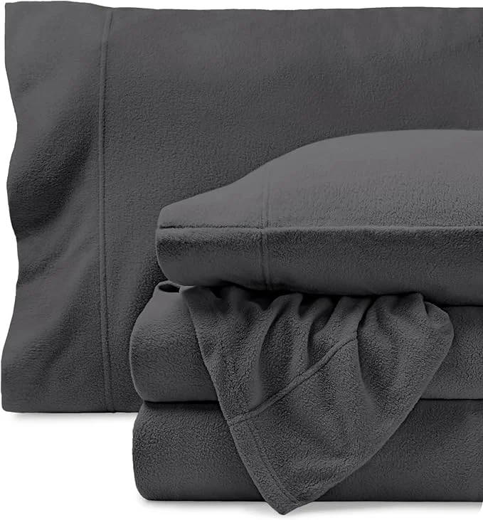 Artisan Bare Home Super Soft Fleece Sheet Set – Full Size – Extra Plush Polar Fleece No-Pilling Bed Sheets – All Season Cozy Warmth Full Grey Premium