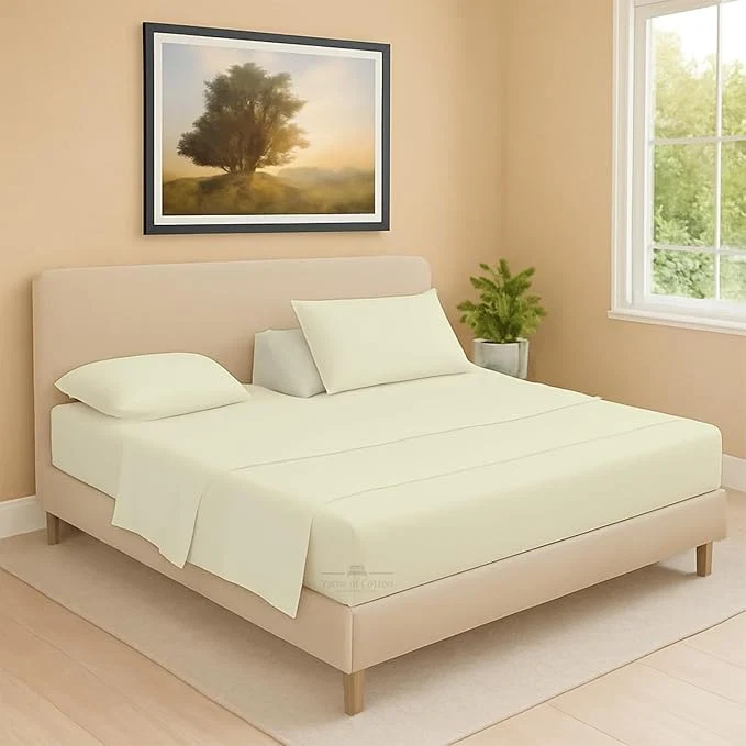 Expertly Made Split Head Flex 1 Qty Fitted Sheet for Adjustable Bed King 32 quot Split Down from The Top Egyptian Cotton 600 Thread Count 18 quot Deep Pocket Super Soft Wrinkle Ivory Solid