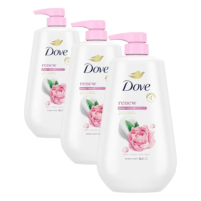 Fashionable Dove Body Wash with Pump Renew Peony Rose Oil Efficient