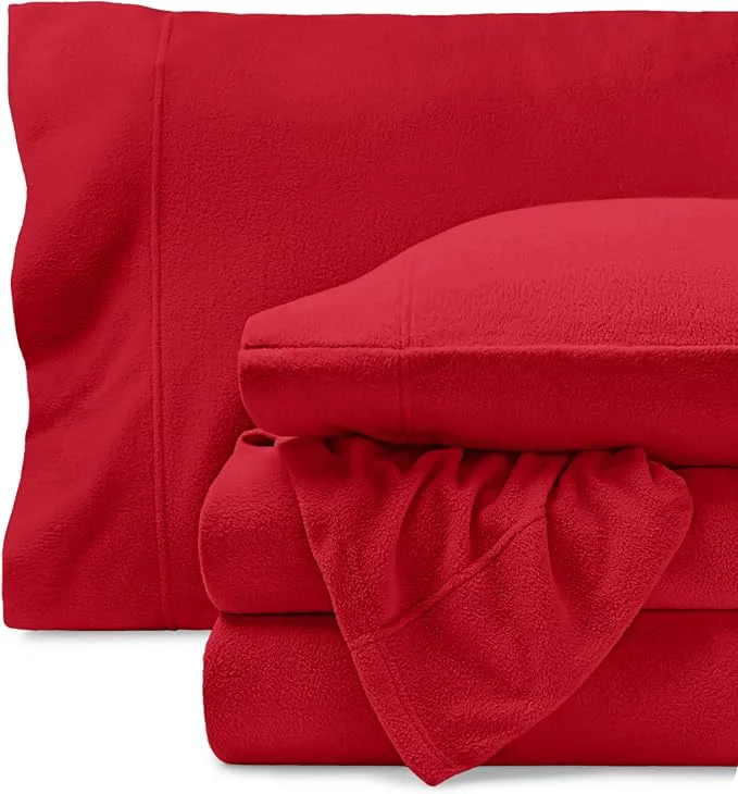 Practical Bare Home Super Soft Fleece Sheet Set – Full Size – Extra Plush Polar Fleece No-Pilling Bed Sheets – All Season Cozy Warmth Full Red High-Grade