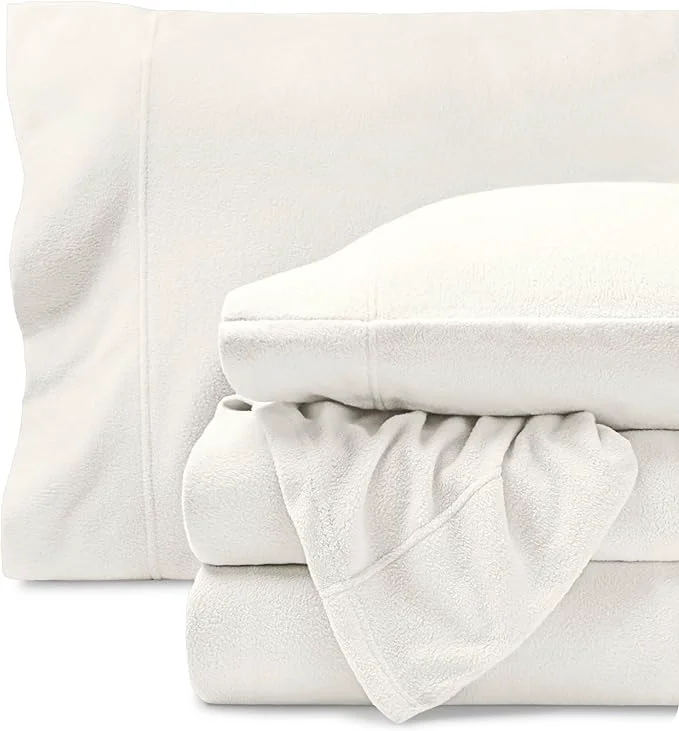 Reusable Bare Home Super Soft Fleece Sheet Set – King Size – Extra Plush Polar Fleece No-Pilling Bed Sheets – All Season Cozy Warmth King Cream Efficient