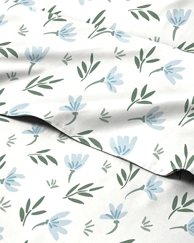 Enhanced Floral Sheets – Flower Print Bed Sheet Set – 1 Flat 1 Fitted amp 2 Pillowcases w Deep Pockets – Comfy Cozy Wrinkle amp Fade – Boho Botanical Bedding – Soft Breathable amp Cooling – Full Size Set Consistent