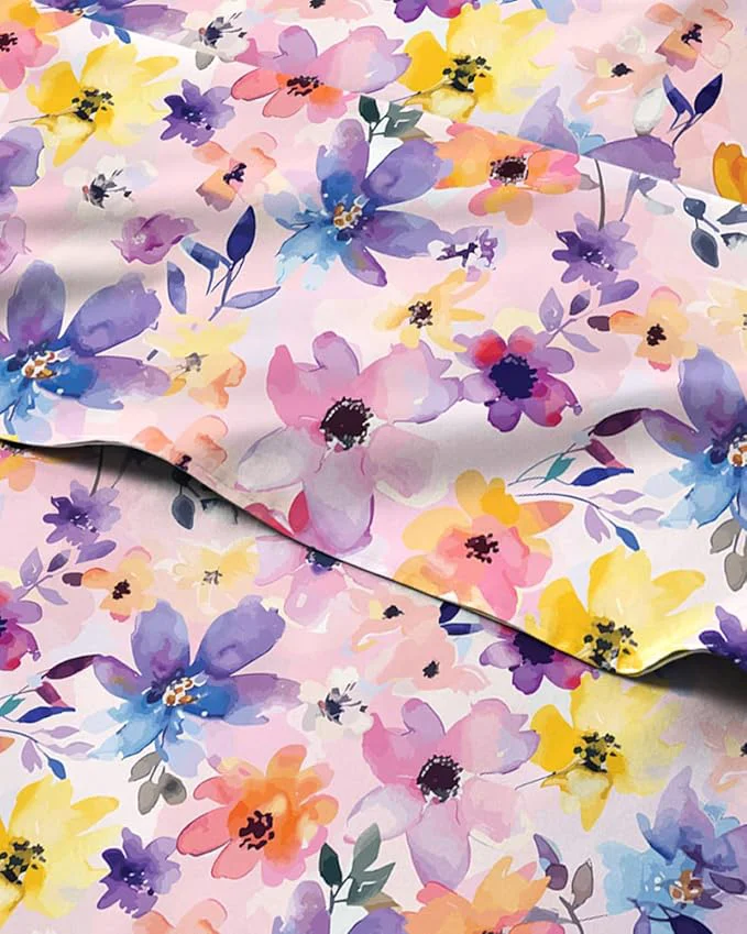 Crafted Floral Sheets – Pink Flower Bed Sheet Set – 1 Flat 1 Fitted amp 1 Pillowcase w Deep Pockets – Comfy Cozy Wrinkle amp Fade – Boho Botanical Bedding – Soft Breathable and Cooling – Twin Size Set Environmentally Friendly