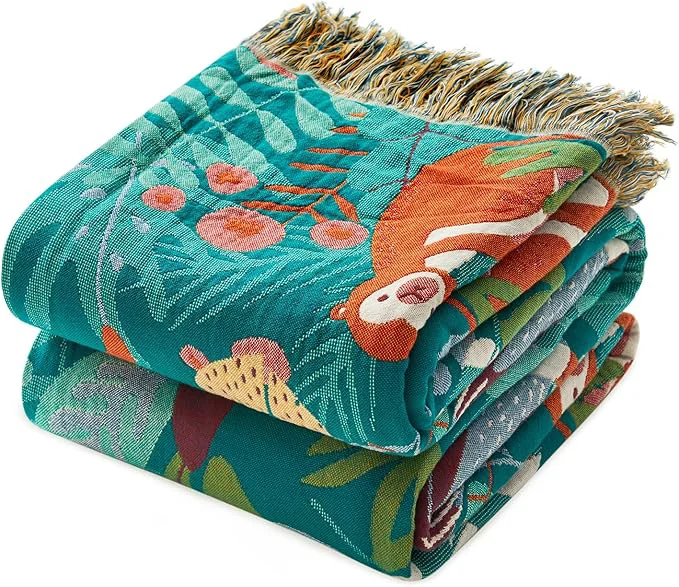 Artisan MSGKV Throw Blanket for Bed Cotton Animals Twin Size Couch Blanket 60 quot x80 quot Muslin Spring Breathable Lightweight Farmhouse Blankets Home Decor All Seasons Modern