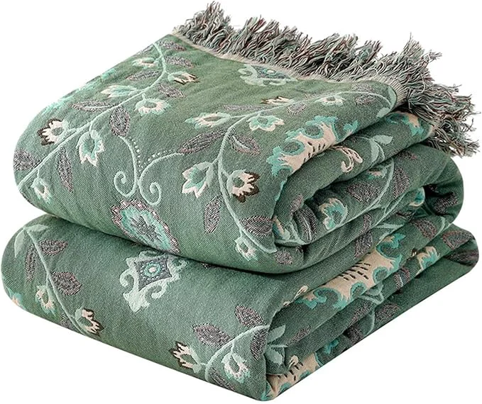 Genuine MSGKV Boho Throw Blanket for Couch Bed 60 39 39 x80 39 39 Cotton Blankets Woven Green Blanket Spring Reversible Spring Breathable Lightweight Decorative Throws Artisan