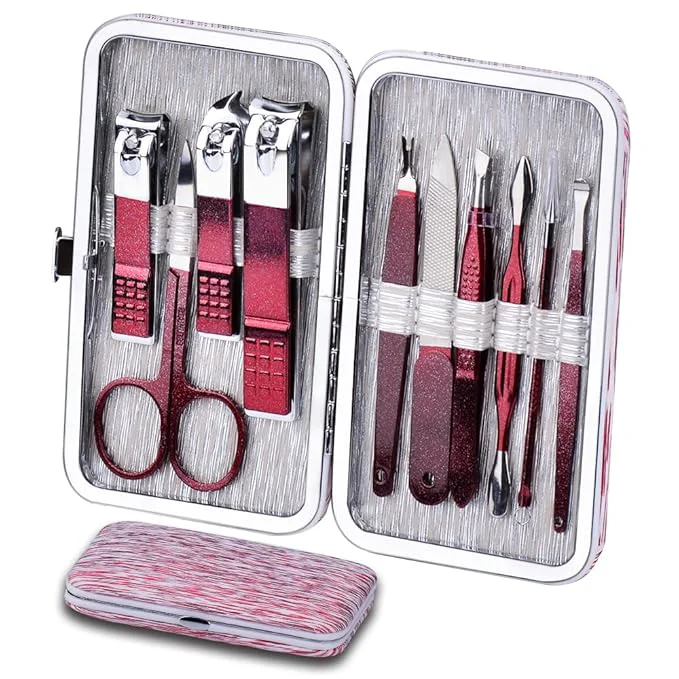First-Class HANTEKAS Manicure Set 10 in 1 Stainless Steel Nail Clippers Scissors Pedicure Premium Material
