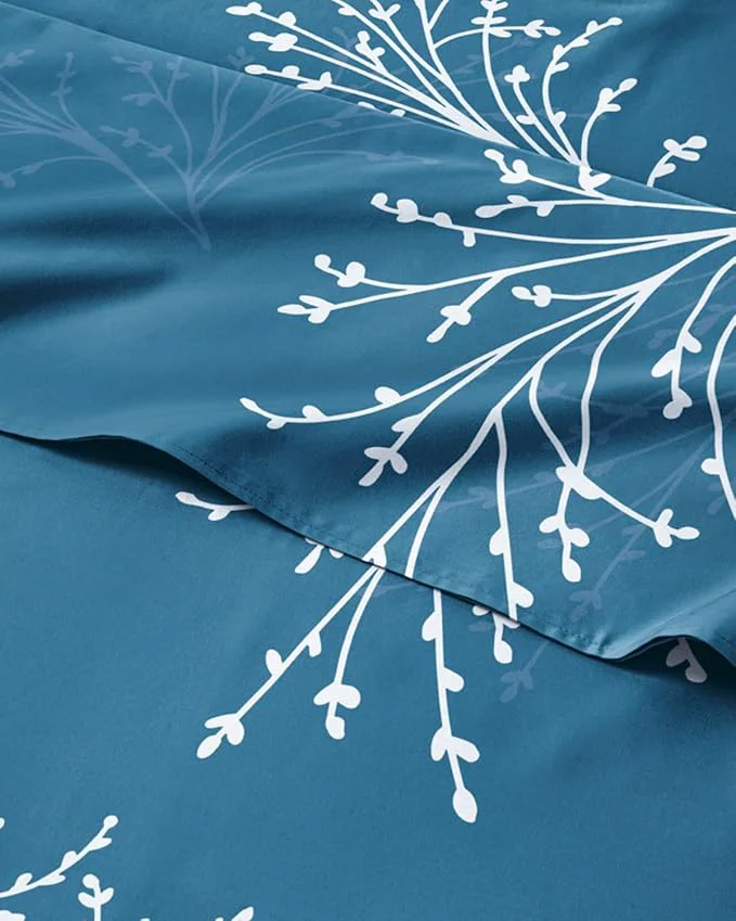 Versatile Floral Sheets – Blue amp White Floral Bed Sheet Set – 1 Flat 1 Fitted amp 1 Pillowcase w Deep Pockets – Wrinkle amp Fade – Boho Botanical Bedding – Ultra-Soft Breathable amp Cooling – Twin XL Size Set Contemporary