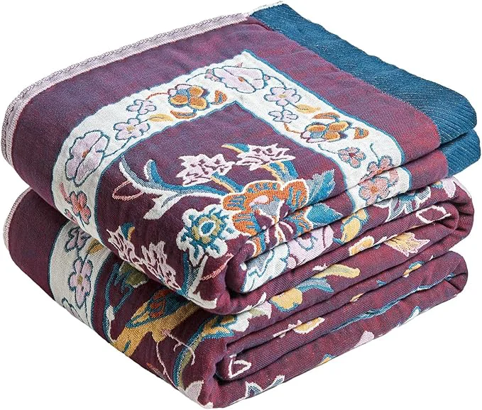 Professional MSGKV Boho Throw Blanket for Couch 50 quot x60 quot Cotton Sofa Floral Bird Blanket Spring Breathable Lightweight Muslin Home Decorative Blankets Minimalist