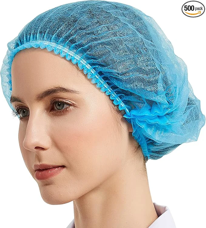 World-Class ProtectX 500-Pack Blue Disposable Hair Nets Elastic Head Cover Bouffant Caps High-End
