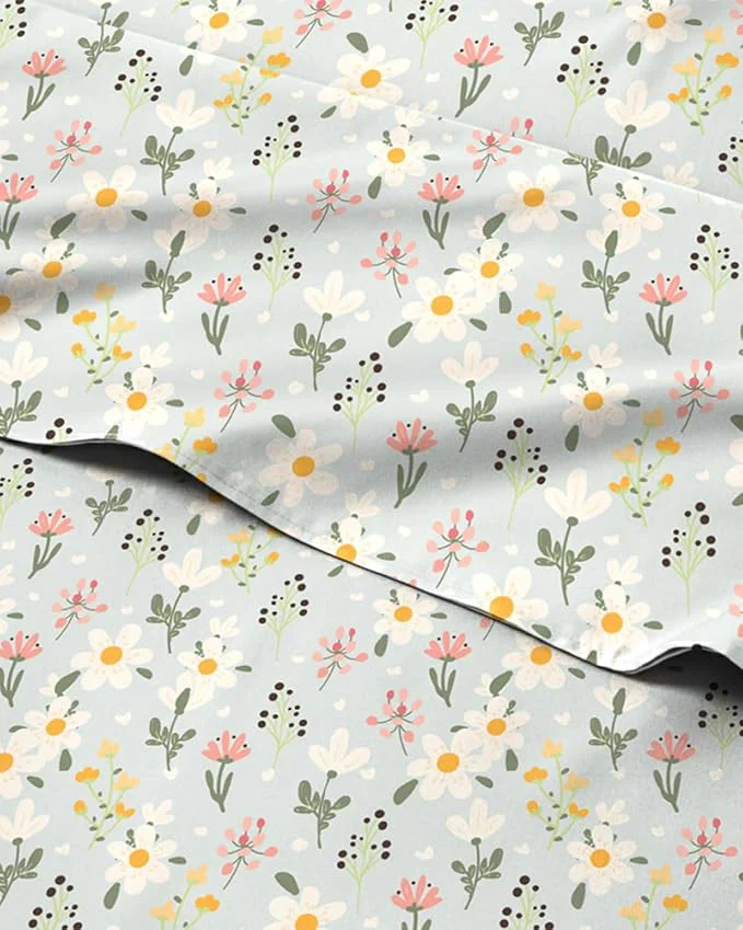 Flexible Floral Sheets – Flower Print Bed Sheet Set – 1 Flat 1 Fitted amp 1 Pillowcase w Deep Pockets – Comfy Cozy Wrinkle amp Fade – Boho Botanical Bedding – Soft Breathable amp Cooling – Twin XL Size Set Smart