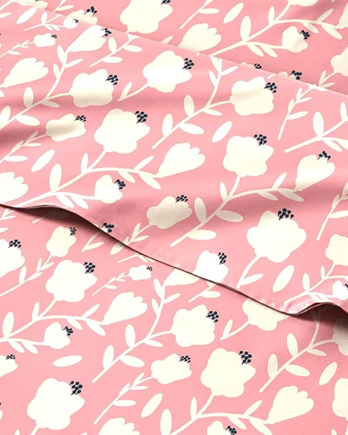 Comfortable Floral Sheets – Pink amp White Bed Sheet Set – 1 Flat 1 Fitted amp 1 Pillowcase w Deep Pockets – Comfy Cozy Wrinkle amp Fade – Boho Botanical Bedding – Soft Breathable amp Cooling – Twin Size Set Outstanding