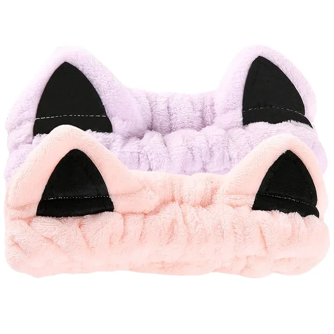 Specialty 2 Pcs Cat Ears Headband Cute Spa Headbands Superior