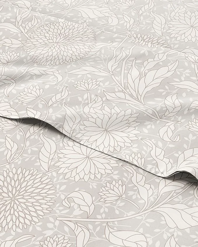 Authentic Floral Sheets – Beige Floral Bed Sheet Set – 1 Flat 1 Fitted amp 2 Pillowcases w Deep Pockets – Comfy Wrinkle amp Fade – Boho Botanical Bedding – Ultra-Soft Breathable and Cooling – Full Size Trendy