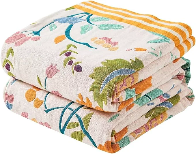 Enhanced Boho Throw Blanket for Bed Cotton Soft Rustic Quilt Fall Blanket 50 quot x60 quot Yellow Floral Printed Farmhouse Decor Bed Blankets All Season Rustic Reversible Bohemian Throw Quilt Official
